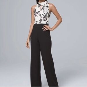White House Black Market Monochrome Floral Jumpsuit